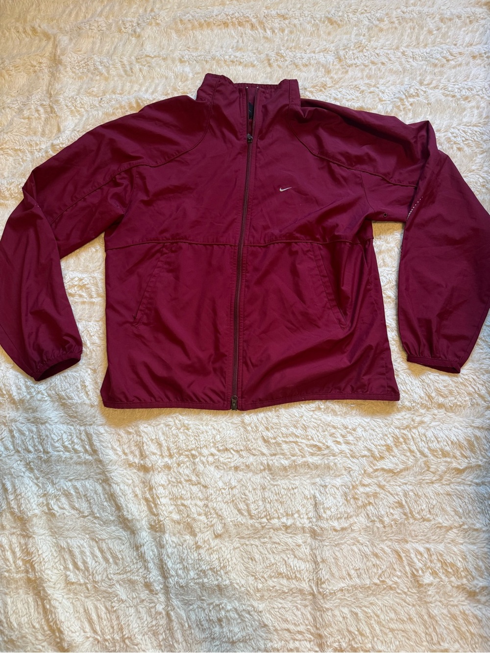 Vintage Y2K Nike Maroon Windbreaker Jacket Mesh Lined Full Zip Women’s XL